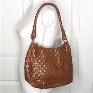 🌺 Nine West Faux Leather Brown Woven Shoulder Bag